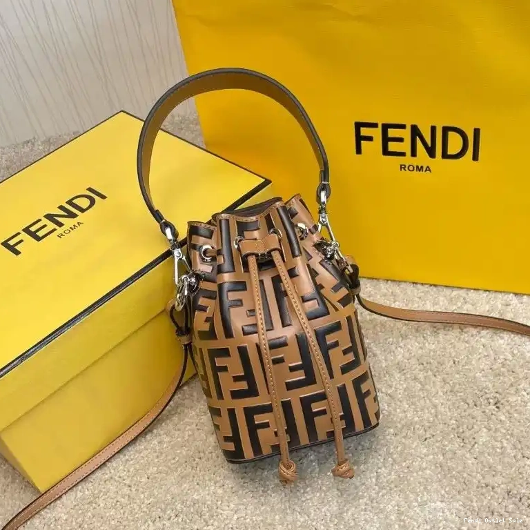 Cheap In Bucket Motif Mon Tresor Khaki Bag Calf FF Leather Fendi Mini 0623